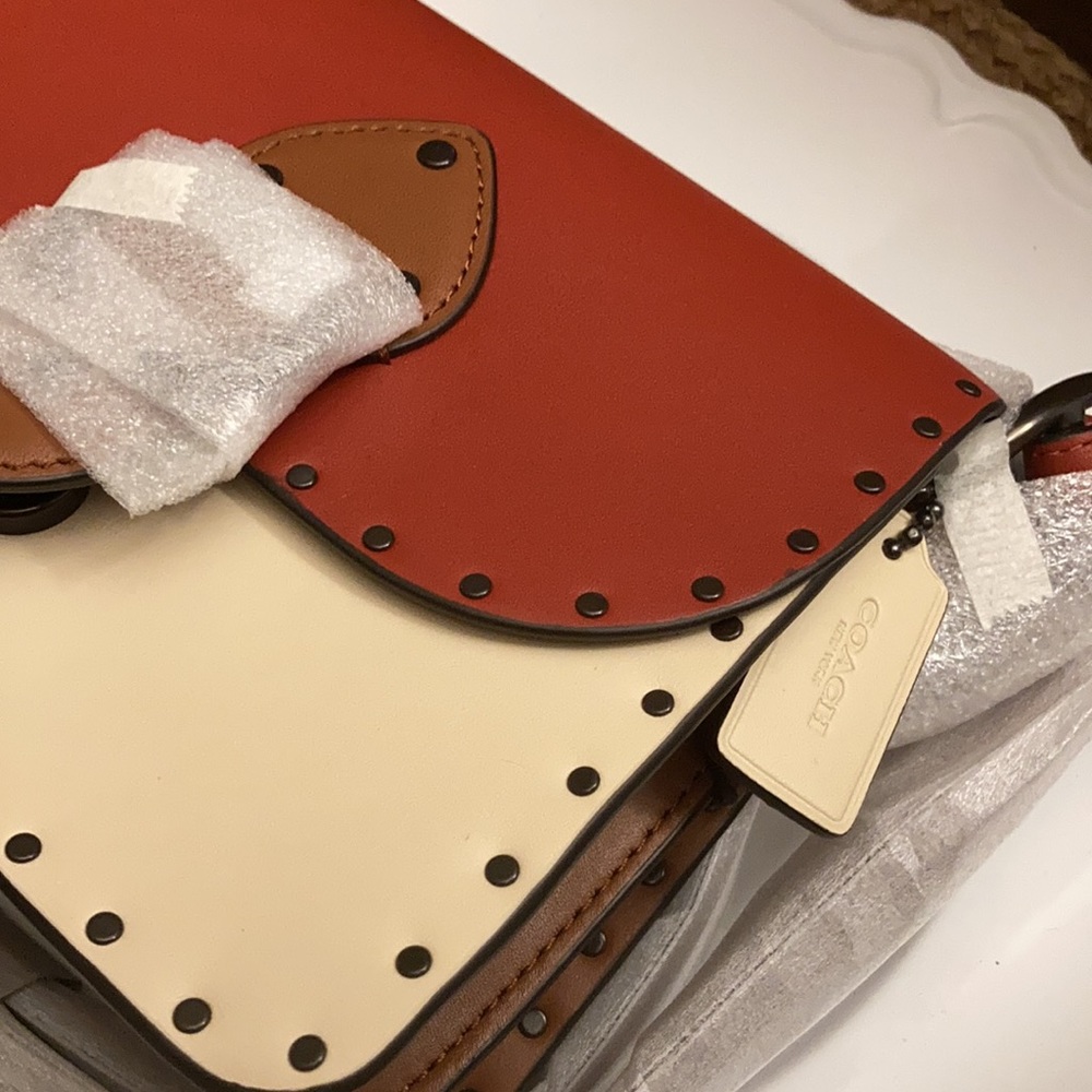 Coach Shoulder Beat 18 in Colorblock with Rivets - Picture 11 of 13